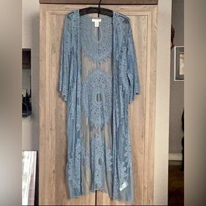 RACHEL ZOE PERIWINKLE BLUE SHEER LACE COVERUP
